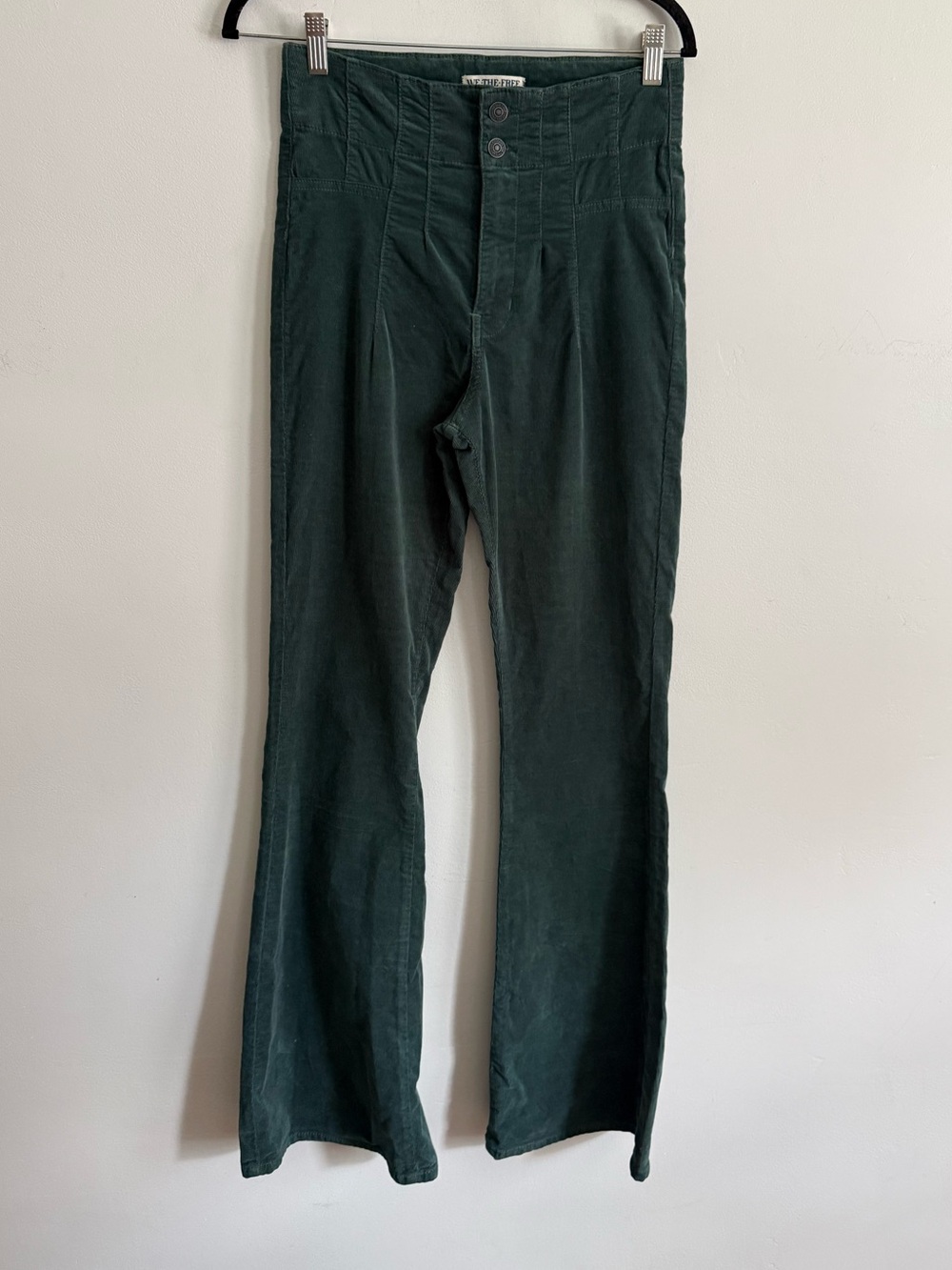 Free People We The Free Green Corduroy High Rise Flare Pants Size 27